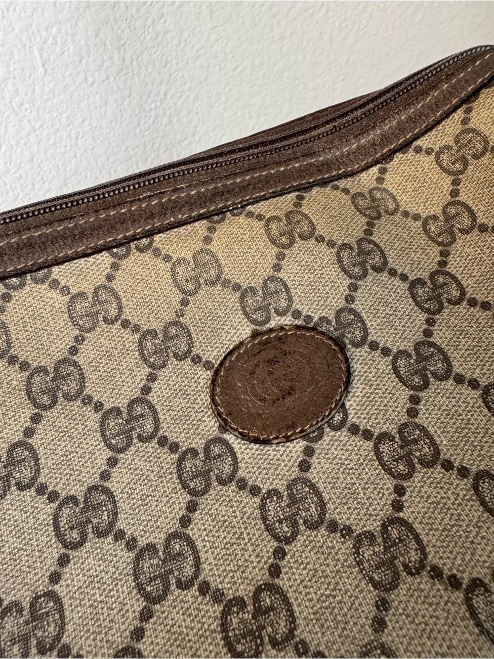 Vintage Gucci Brown & Beige GG Canvas Crossbody Bag